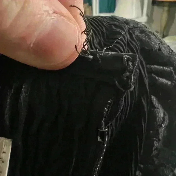 Vintage Leslie Fay Black Crepe Texture Crystals & Ribbon Applique Dress Size 10 - Picture 8 of 9